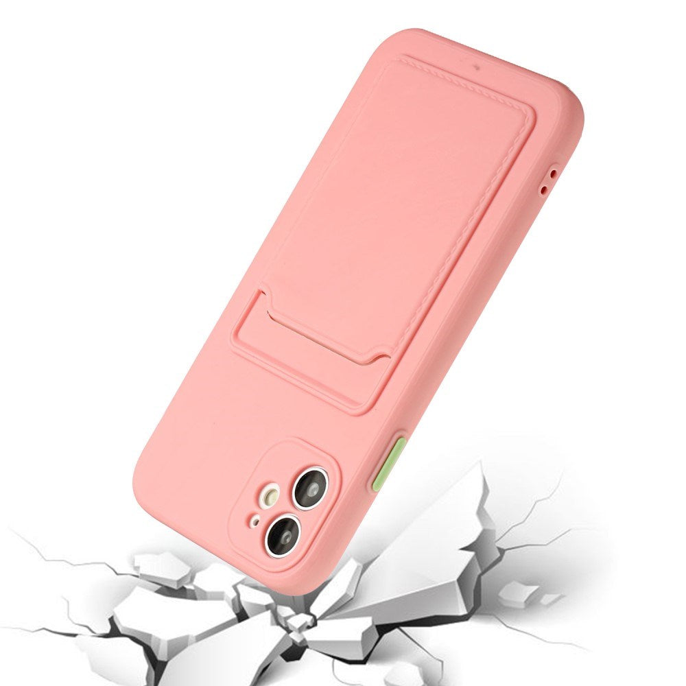 EIDERWOOD iPhone 12 Mini Fleksibelt Plastik Cover m. Kortholder - Lyserød