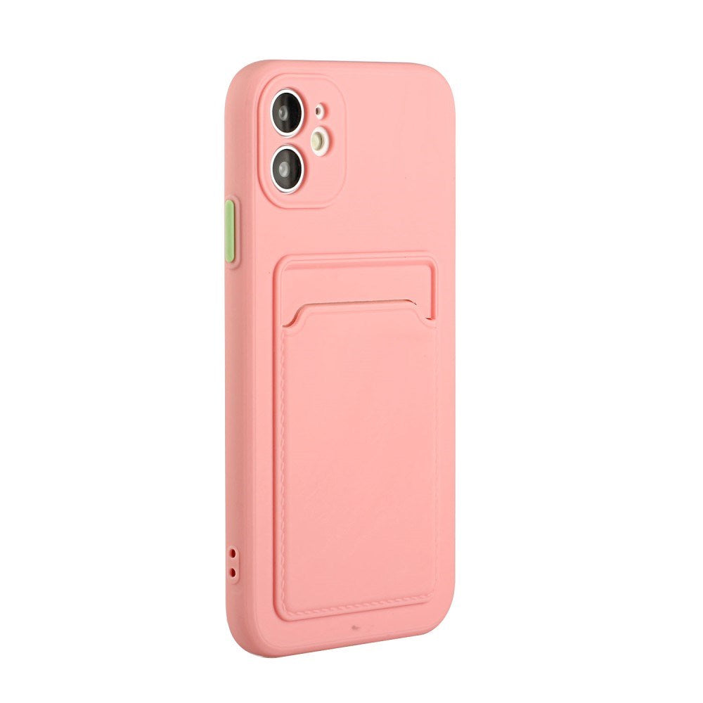 EIDERWOOD iPhone 12 Mini Fleksibelt Plastik Cover m. Kortholder - Lyserød