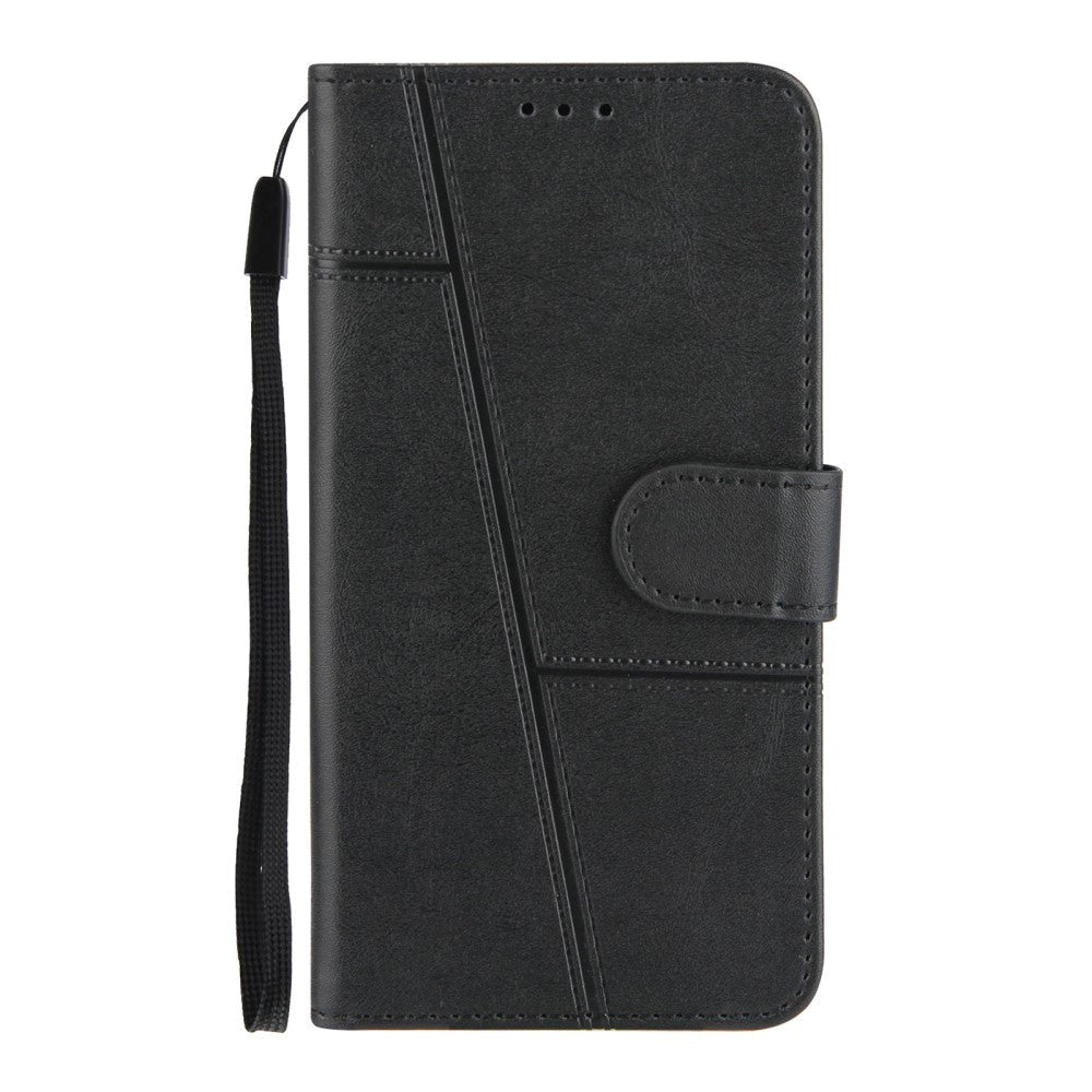 iPhone 8 Plus / 7 Plus Læder Cover m. Pung og Strop - Sort