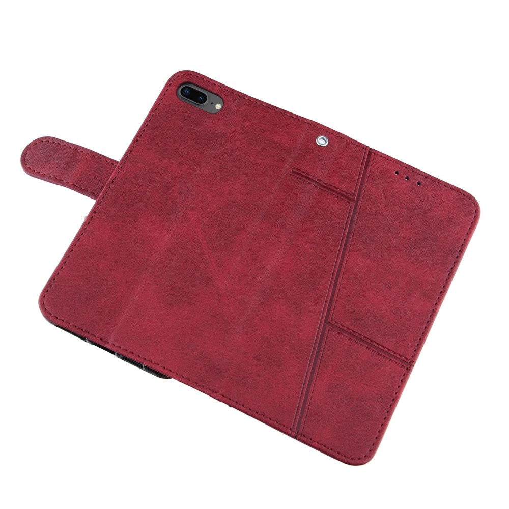 iPhone 8 Plus / 7 Plus Læder Cover m. Pung og Strop - Rød
