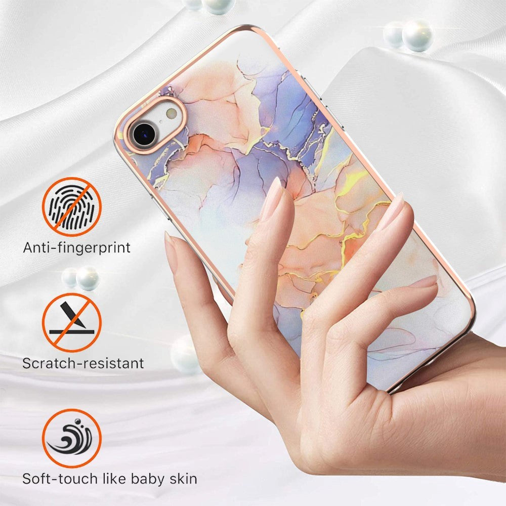 iPhone SE (2022 / 2020) / 8 / 7 Hybrid Plastik Cover - Mælkevejs Marmor - Lyserød