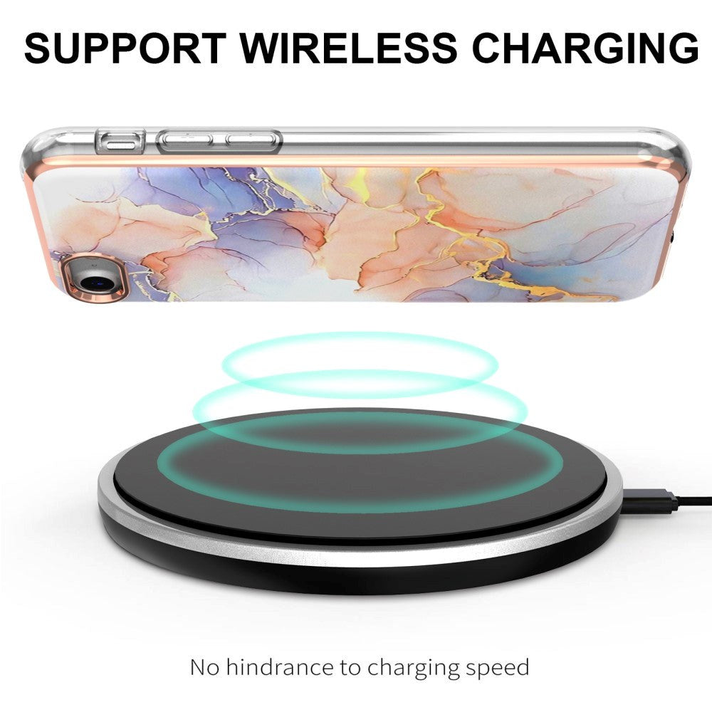 iPhone SE (2022 / 2020) / 8 / 7 Hybrid Plastik Cover - Mælkevejs Marmor - Lyserød