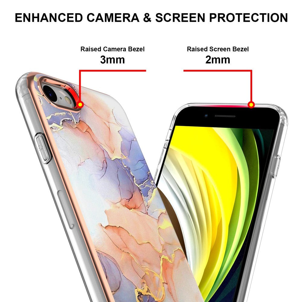 iPhone SE (2022 / 2020) / 8 / 7 Hybrid Plastik Cover - Mælkevejs Marmor - Lyserød