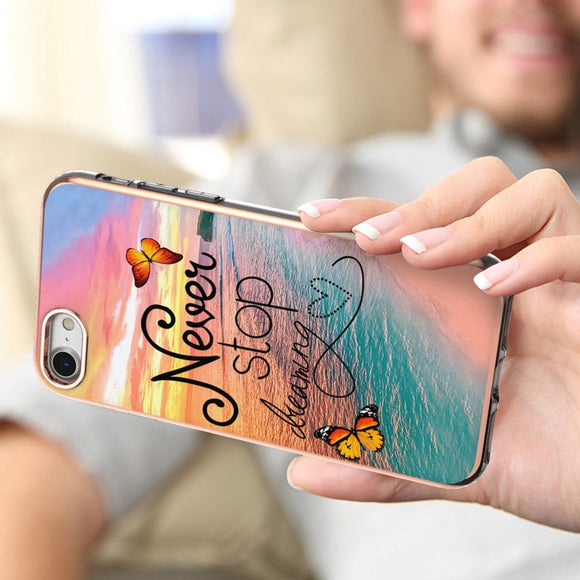 iPhone SE (2022 / 2020) / 8 / 7 Hybrid Plastik Cover - "Never Stop Dreaming"