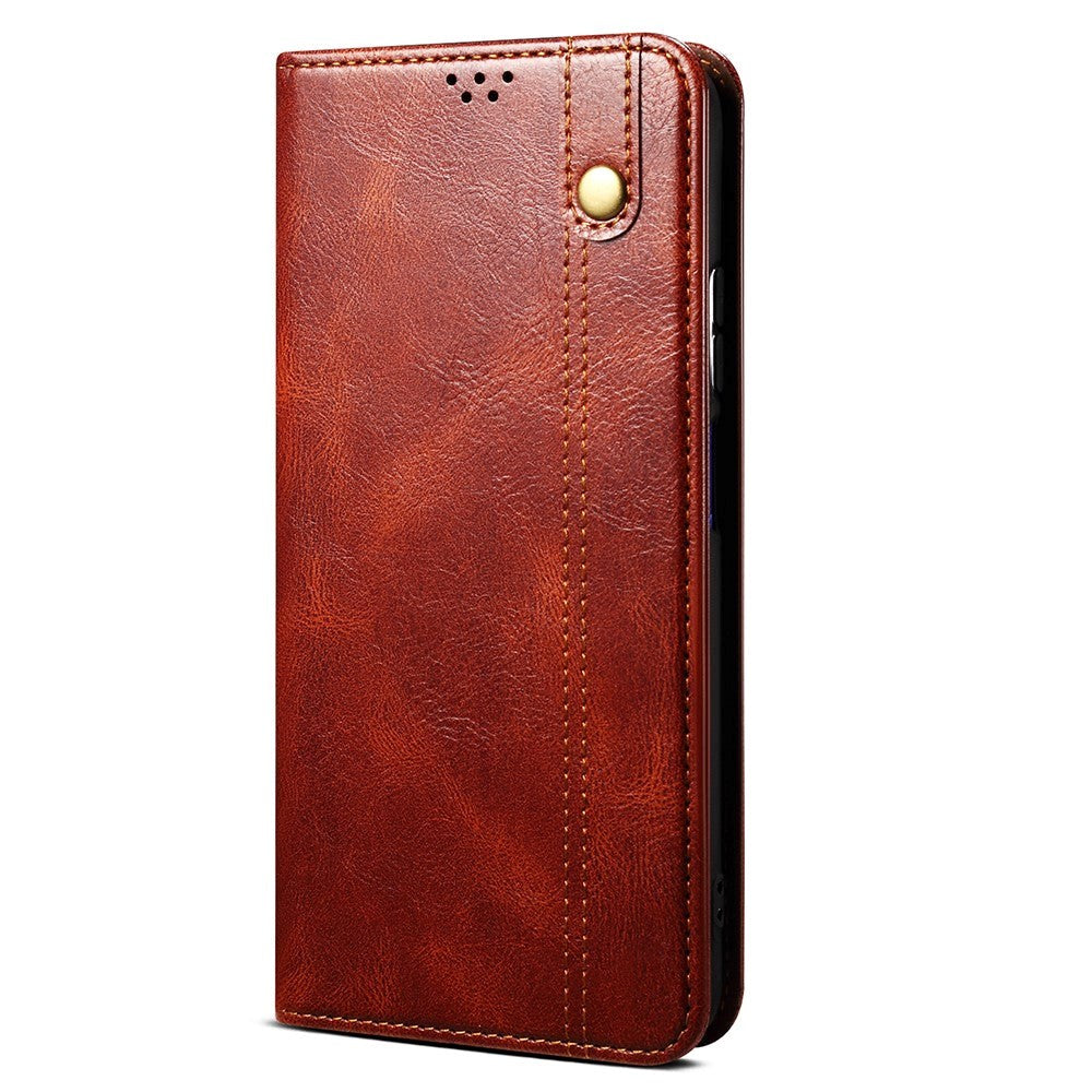 iPhone 13 Top Button Læder Cover m. Pung - Brun