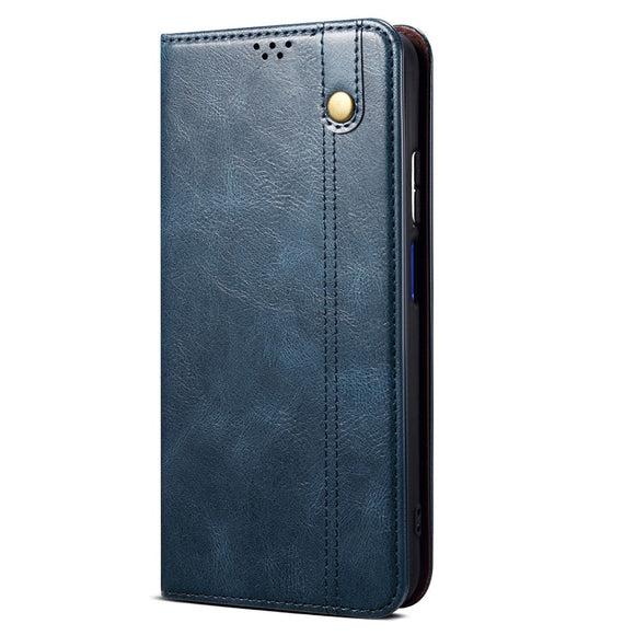 iPhone 13 Top Button Læder Cover m. Pung - Blå