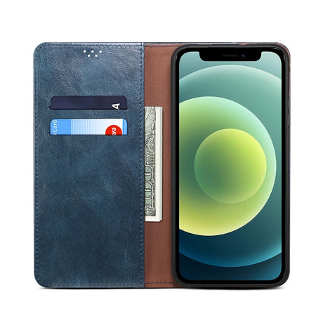 iPhone 13 Top Button Læder Cover m. Pung - Blå