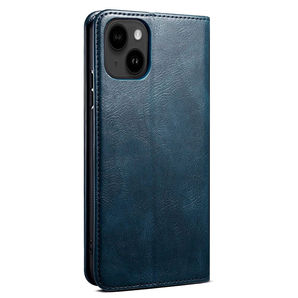 iPhone 13 Top Button Læder Cover m. Pung - Blå