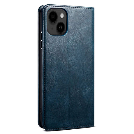 iPhone 13 Top Button Læder Cover m. Pung - Blå
