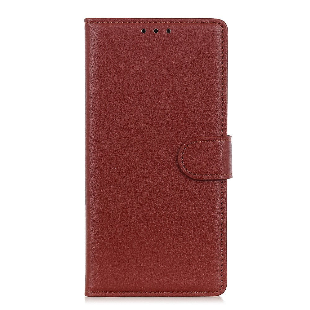 iPhone 13 Mini Litchi Læder Cover m. Pung & Ståfunktion - Brun