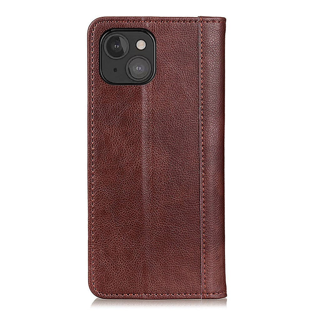 iPhone 13 Mini Litchi Læder Cover m. Pung - Brun