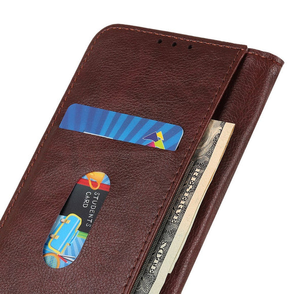 iPhone 13 Mini Litchi Læder Cover m. Pung - Brun