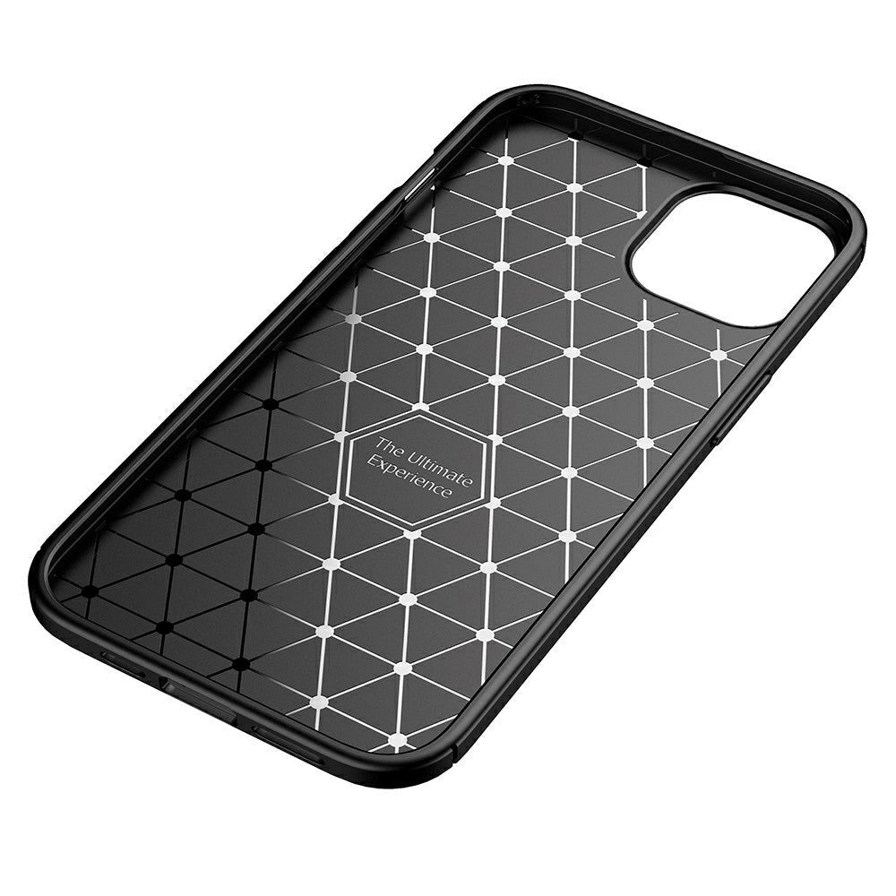 iPhone 13 Carbon Fiber Fleksibelt Plastik Cover - Sort