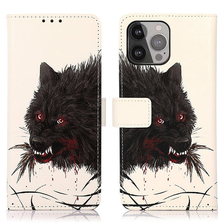 iPhone 13 Pro Max Læder Flip Cover m. Pung - Blodig Ulv