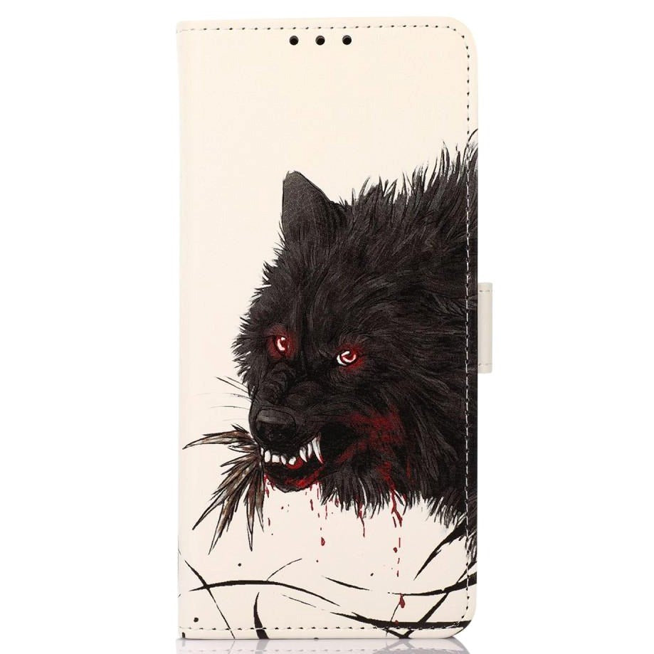 iPhone 13 Pro Max Læder Flip Cover m. Pung - Blodig Ulv