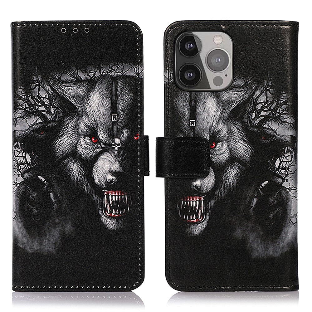 iPhone 13 Pro Max Læder Flip Cover m. Pung - Ulv