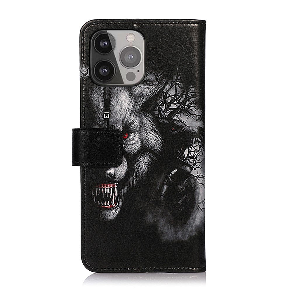 iPhone 13 Pro Max Læder Flip Cover m. Pung - Ulv