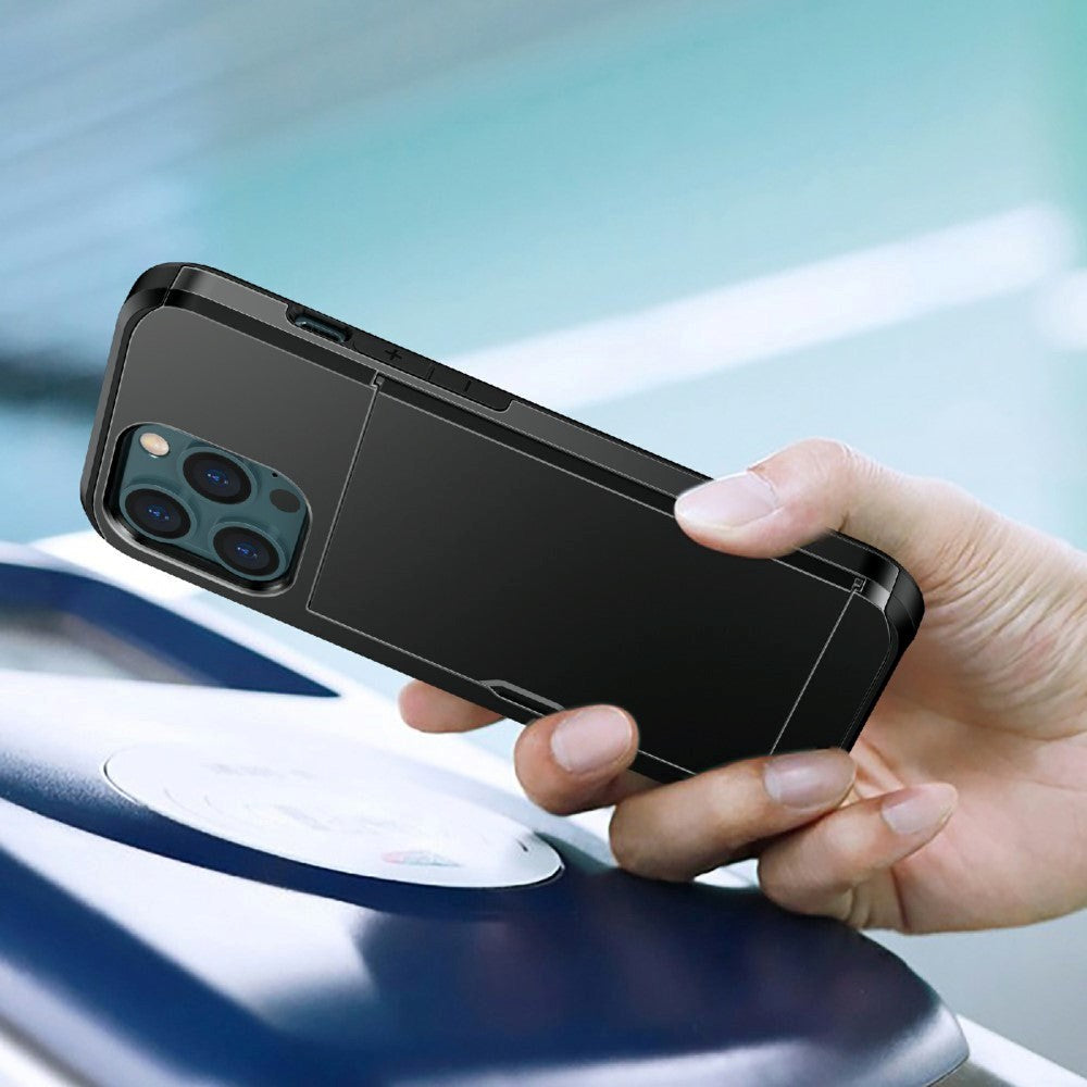 iPhone 13 Pro Hybrid Håndværkercover m. Kortholder - Sort