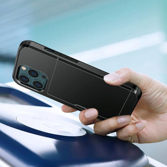 iPhone 13 Pro Hybrid Håndværkercover m. Kortholder - Sort