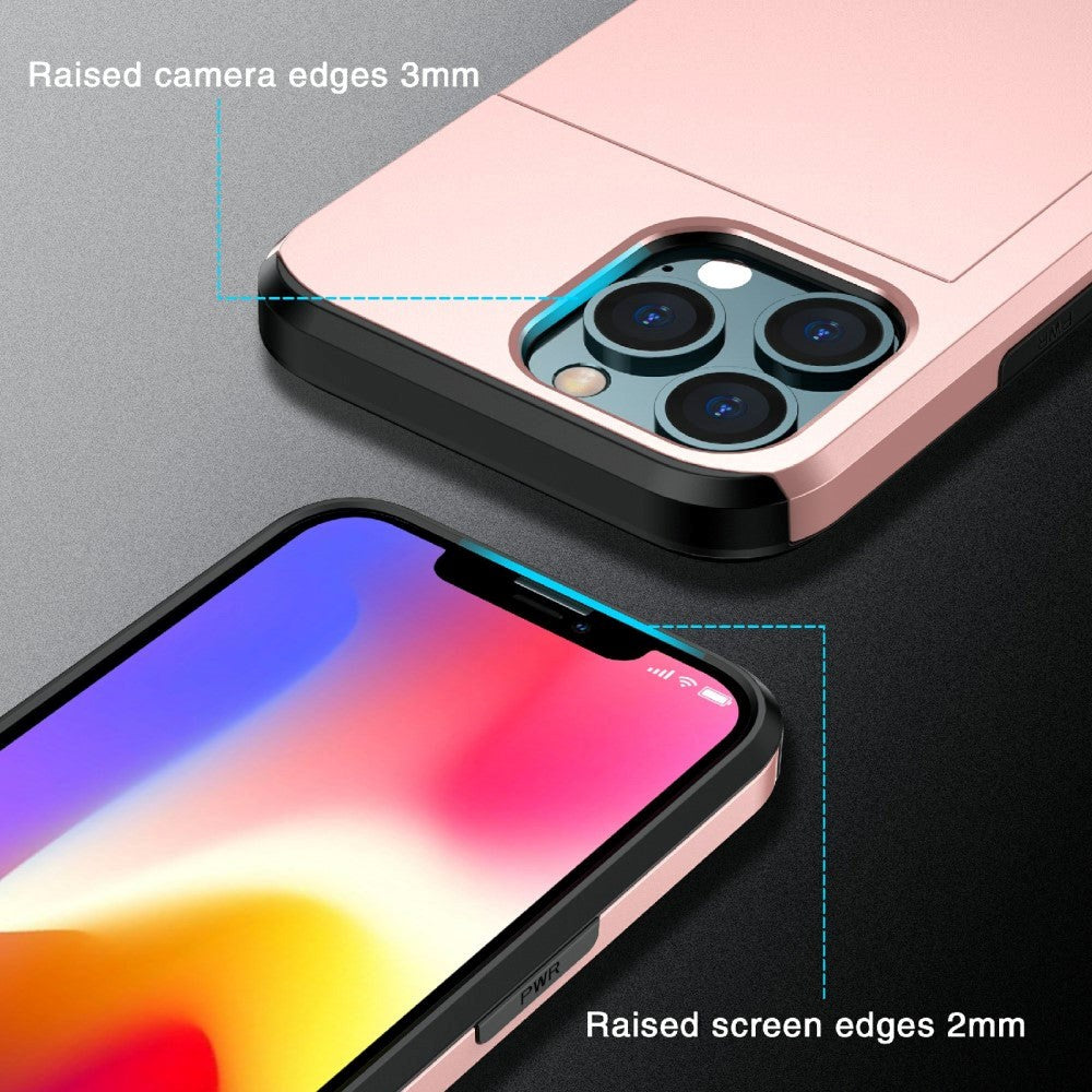 iPhone 13 Pro Hybrid Håndværkercover m. Kortholder - Mørkegrøn