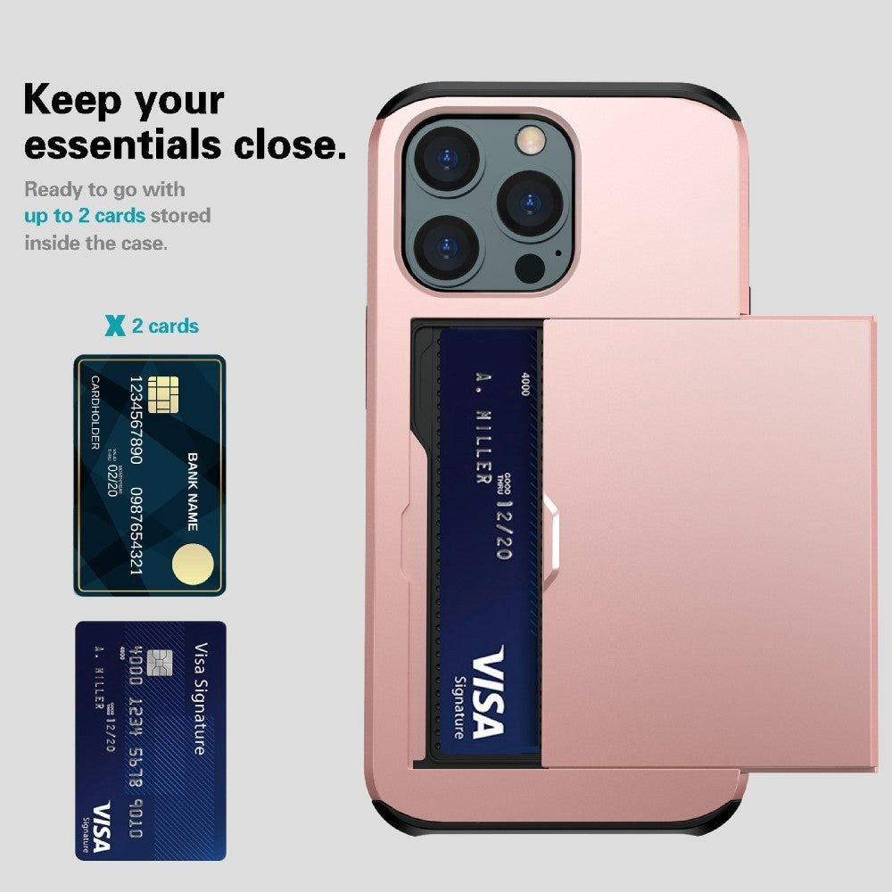 iPhone 13 Pro Hybrid Håndværkercover m. Kortholder - Mørkegrøn