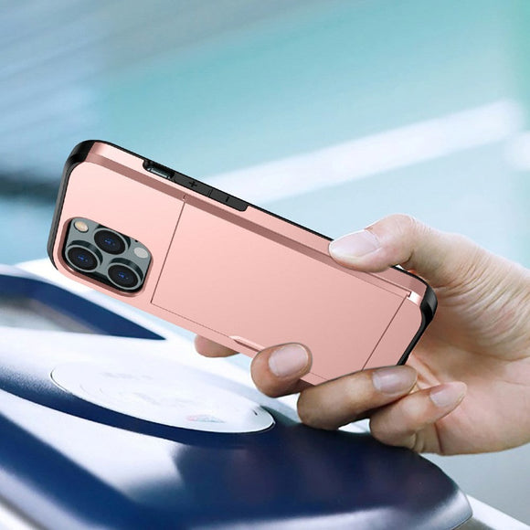 iPhone 13 Pro Hybrid Håndværkercover m. Kortholder - Mørkegrøn
