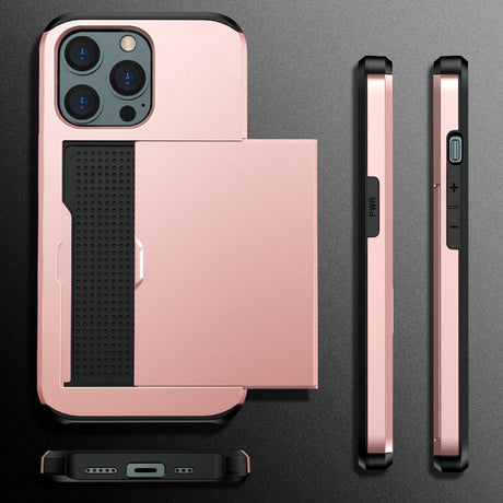iPhone 13 Pro Hybrid Håndværkercover m. Kortholder - Blå