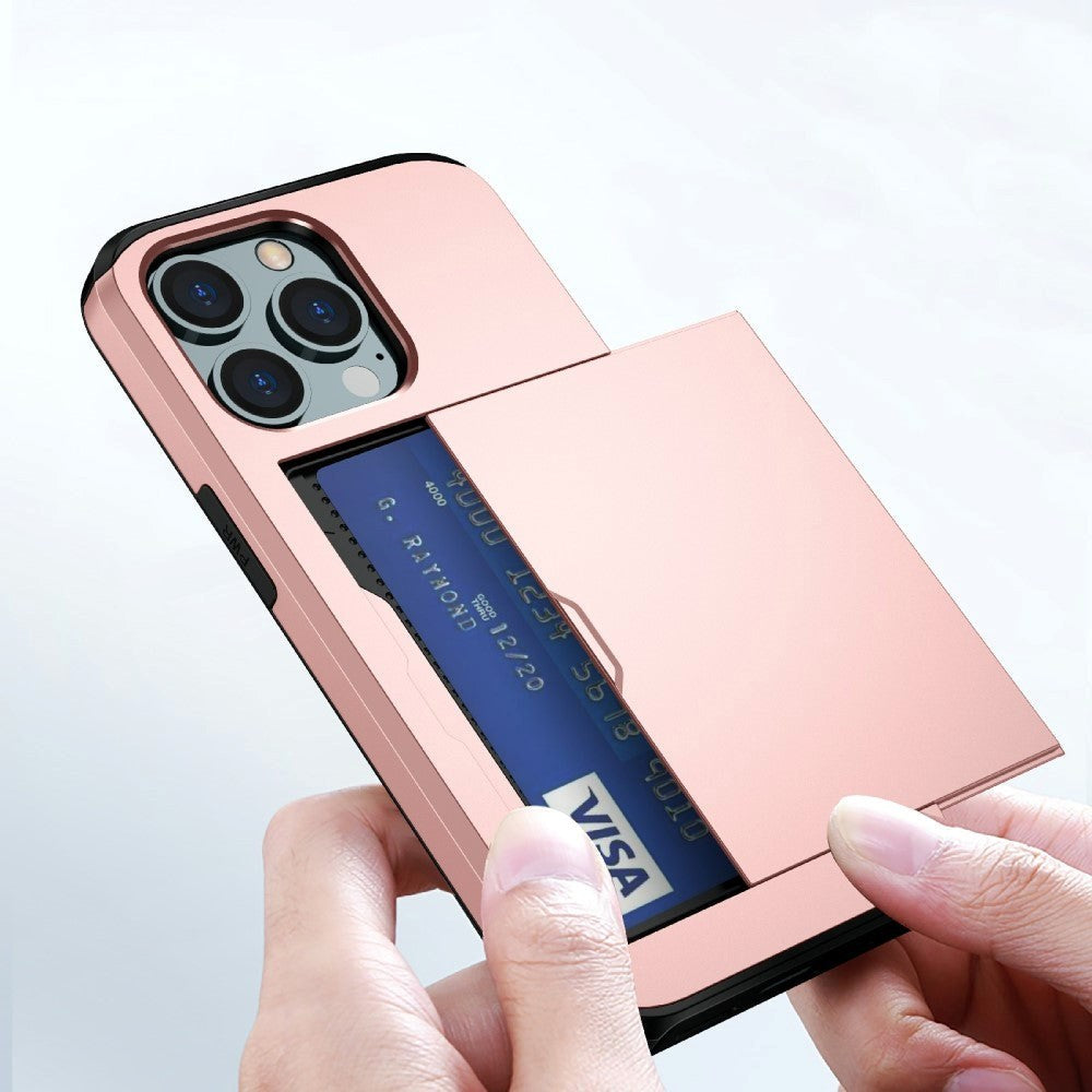 iPhone 13 Pro Max Hybrid Håndværkercover m. Kortholder - Olivengrøn