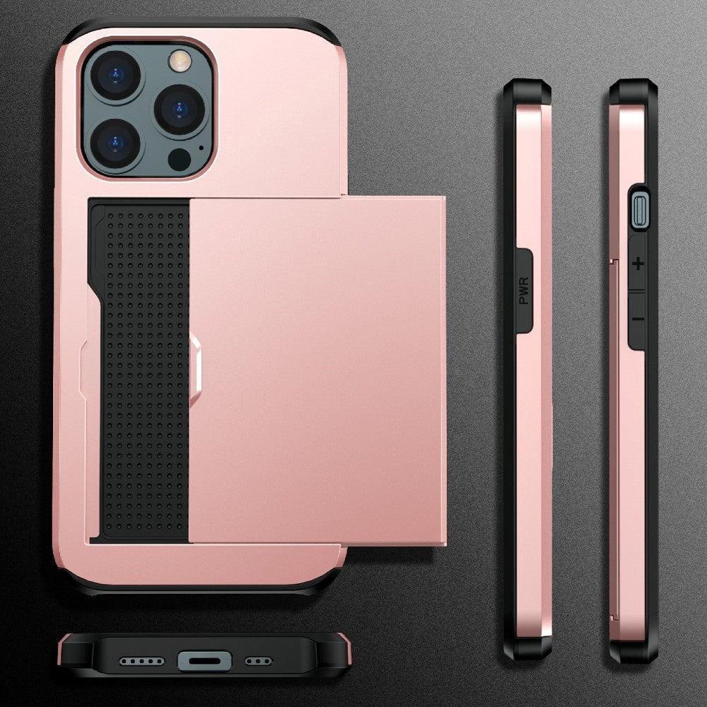 iPhone 13 Pro Max Hybrid Håndværkercover m. Kortholder - Olivengrøn