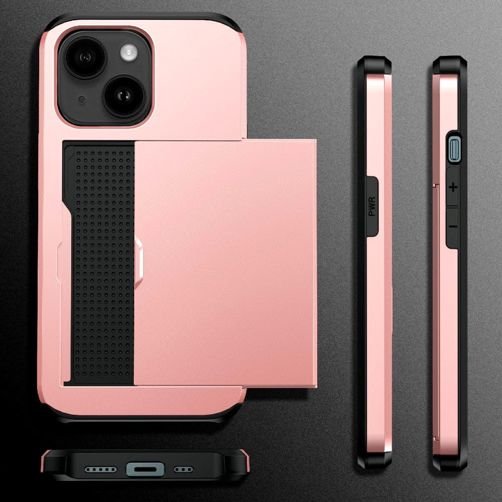 iPhone 13 Hybrid Håndværkercover m. Kortholder - Olivengrøn
