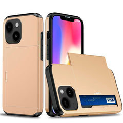 iPhone 13 Hybrid Håndværkercover m. Kortholder - Guld