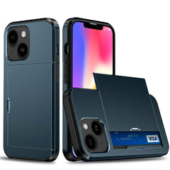 iPhone 13 Hybrid Håndværkercover m. Kortholder - Blå