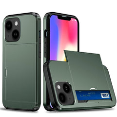 iPhone 13 Hybrid Håndværkercover m. Kortholder - Olivengrøn