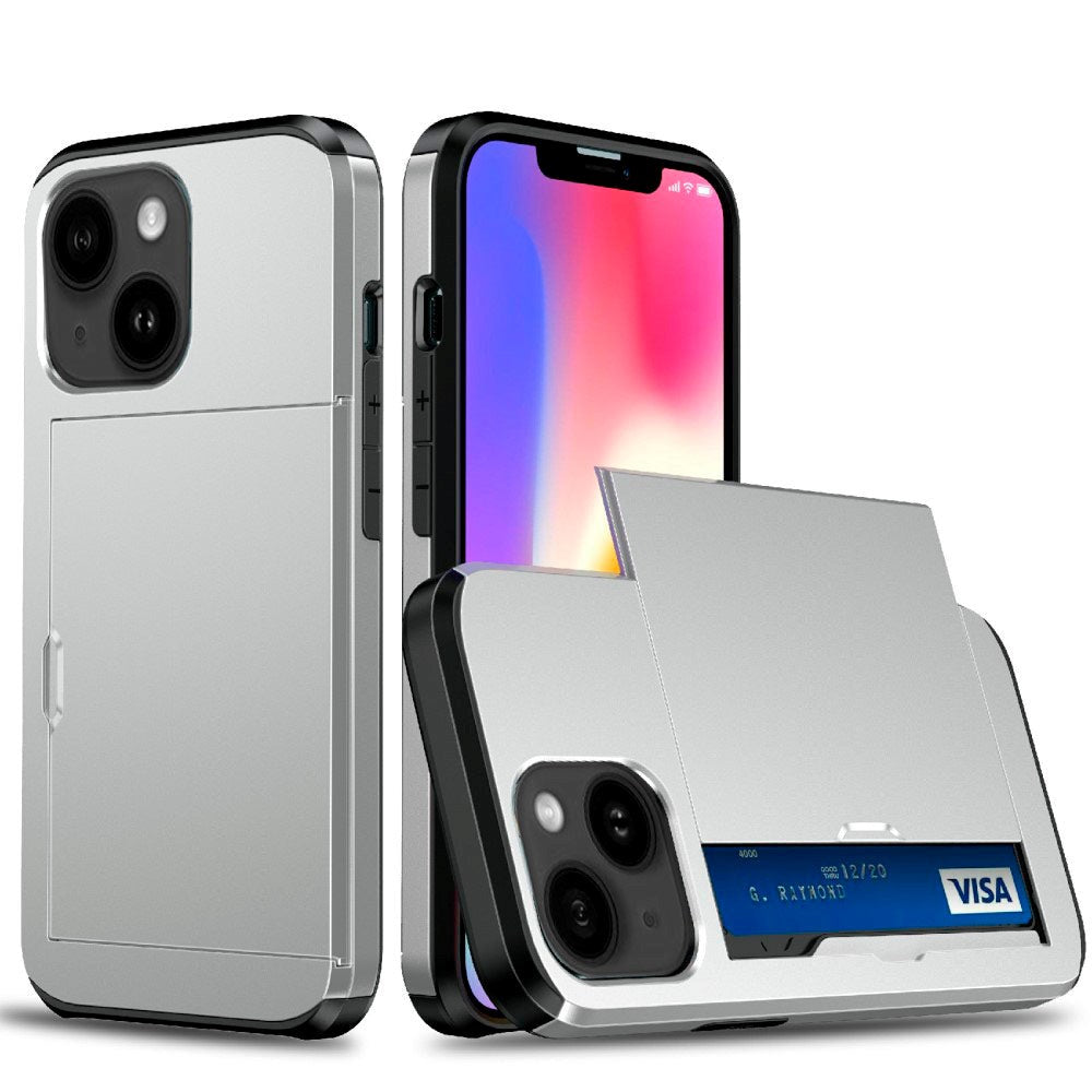 iPhone 13 Hybrid Håndværkercover m. Kortholder - Grå