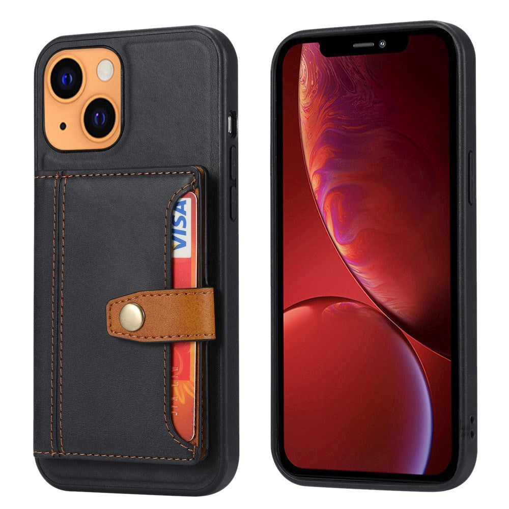 iPhone 13 Hybrid Bagside Cover m. Kortholder - Sort
