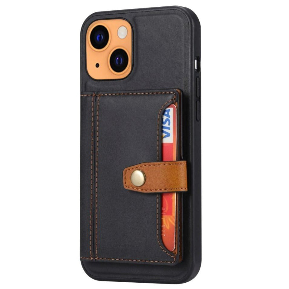 iPhone 13 Hybrid Bagside Cover m. Kortholder - Sort