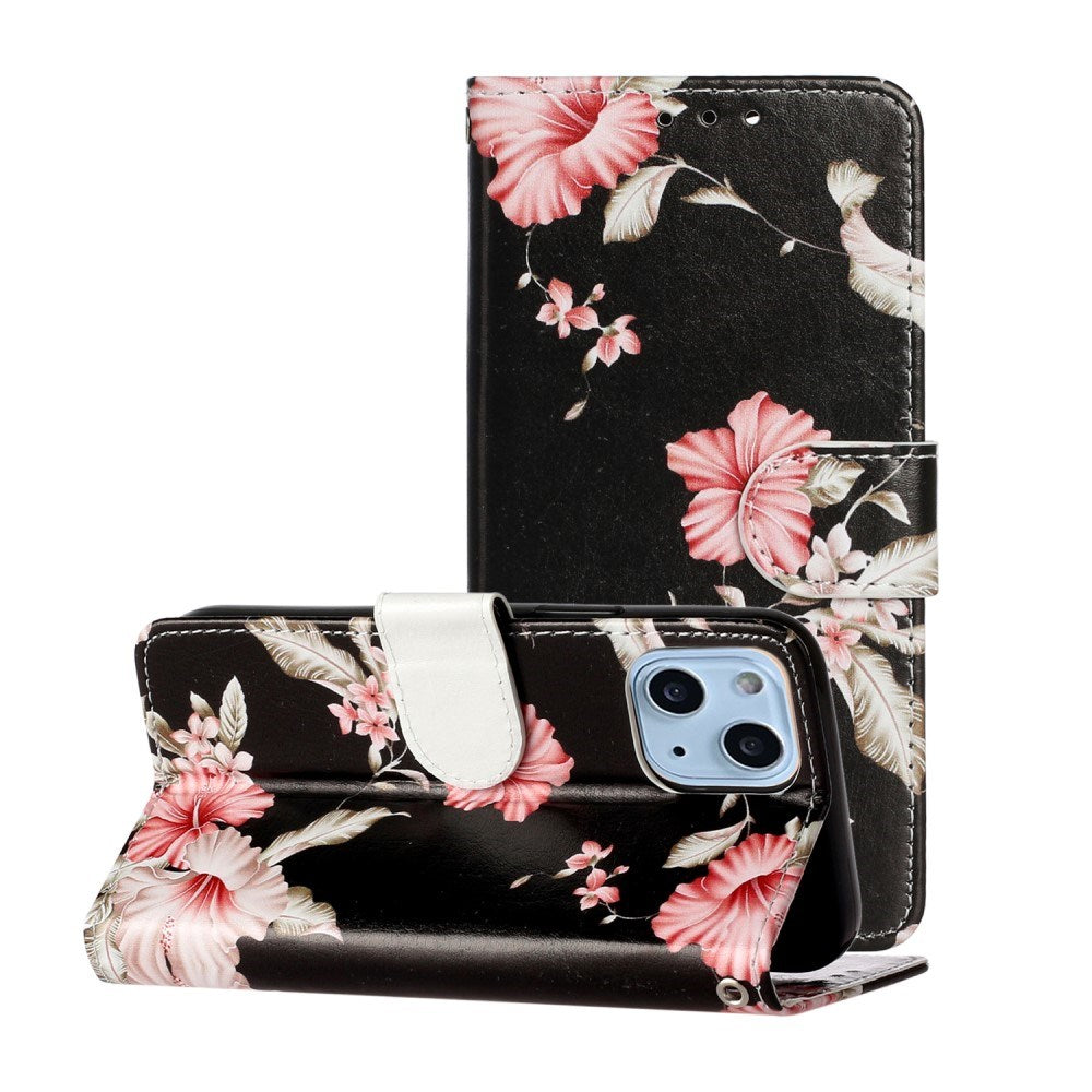 EIDERWOOD iPhone 13 Mini Læder Cover m. Pung & Print - Azalea Blomst