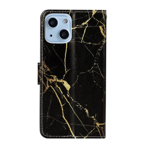 EIDERWOOD iPhone 13 Mini Læder Cover m. Pung & Print - Sort / Guld