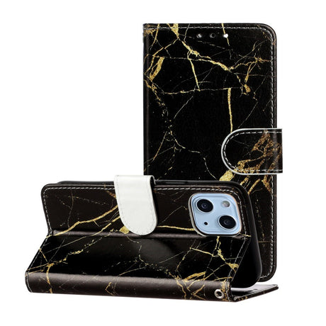 EIDERWOOD iPhone 13 Mini Læder Cover m. Pung & Print - Sort / Guld