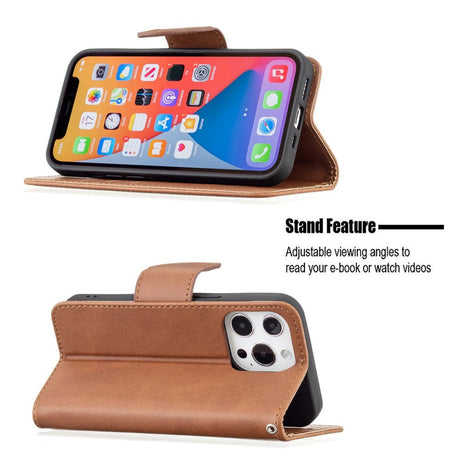 iPhone 13 Pro Rustik Læder Cover m. Pung & Strop - Brun