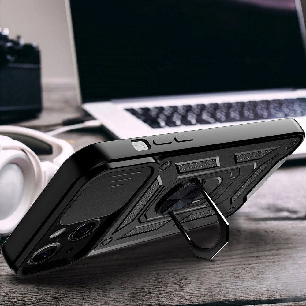 iPhone 13 Mini Håndværker Cover m. Magnetisk Kickstand & Cam Slider - Sort