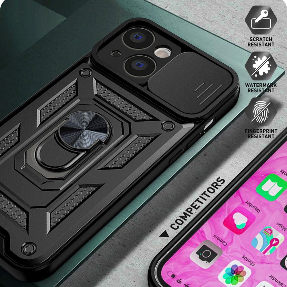 iPhone 13 Mini Håndværker Cover m. Magnetisk Kickstand & Cam Slider - Sort