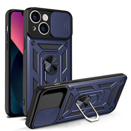 iPhone 13 Håndværker Cover m. Magnetisk Kickstand & Cam Slider - Blå