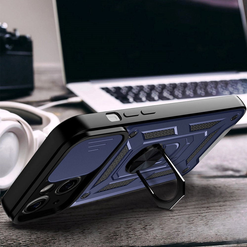 iPhone 13 Håndværker Cover m. Magnetisk Kickstand & Cam Slider - Blå