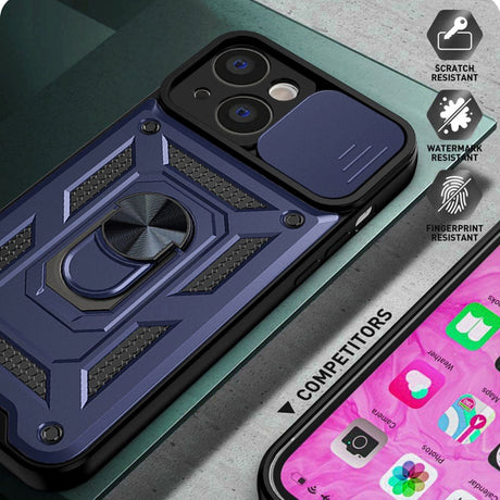 iPhone 13 Håndværker Cover m. Magnetisk Kickstand & Cam Slider - Blå