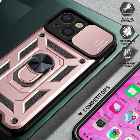 iPhone 13 Håndværker Cover m. Magnetisk Kickstand & Cam Slider - Rose Gold