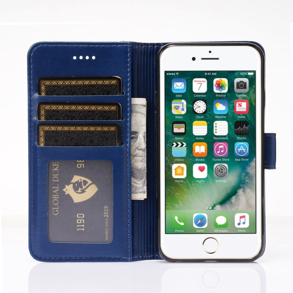 iPhone SE (2022 / 2020) / 8 / 7 Cover m. Pung - Lodret Syning - Blå