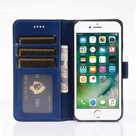 iPhone SE (2022 / 2020) / 8 / 7 Cover m. Pung - Lodret Syning - Blå