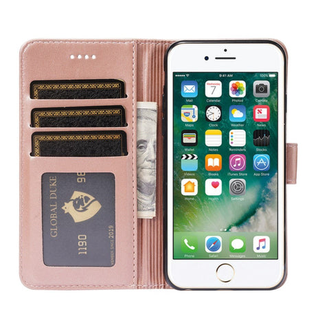 iPhone SE (2022 / 2020) / 8 / 7 Cover m. Pung - Lodret Syning - Rose Gold