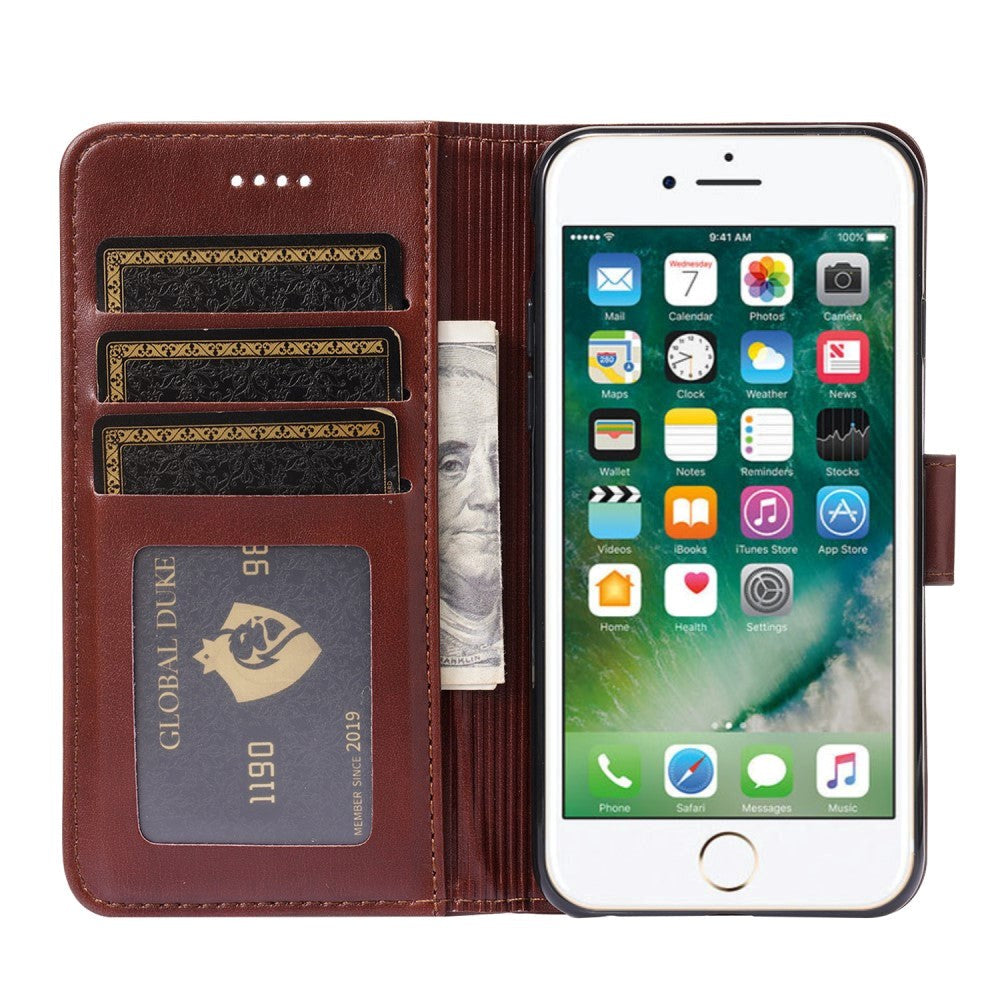iPhone SE (2022 / 2020) / 8 / 7 Cover m. Pung - Lodret Syning - Brun